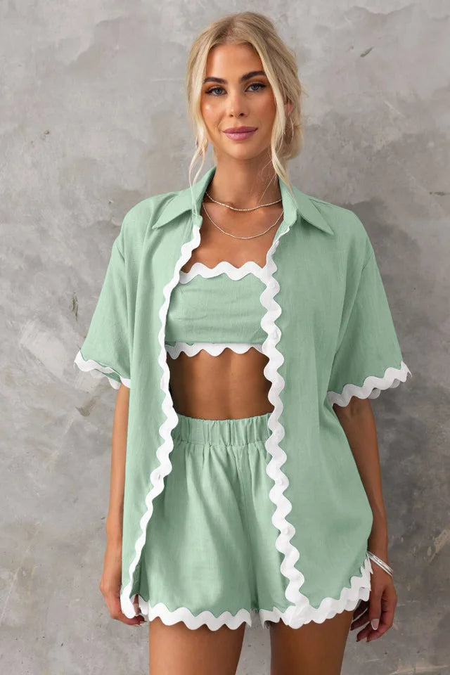 Zic Zac Patchwork Shirt And Shorts Set
