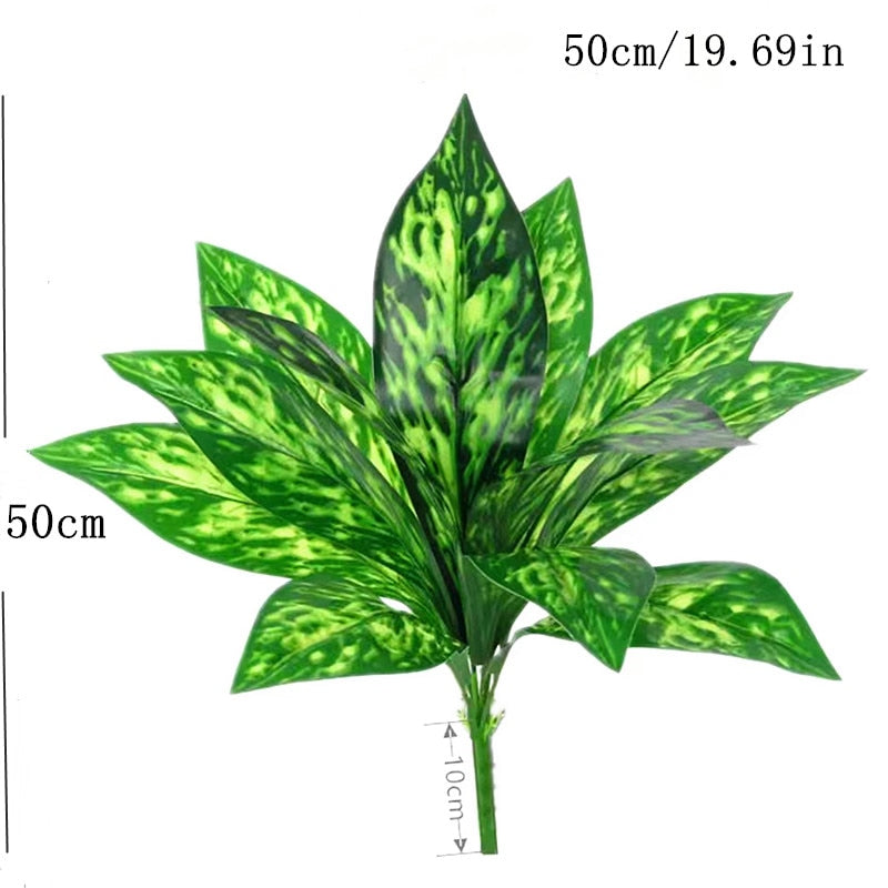 35CM 3 Fork Artificial Desktop Fake Plants Green Plastic Palm Tree Bunch Flower Material Office Living Room Christmas Home Decor