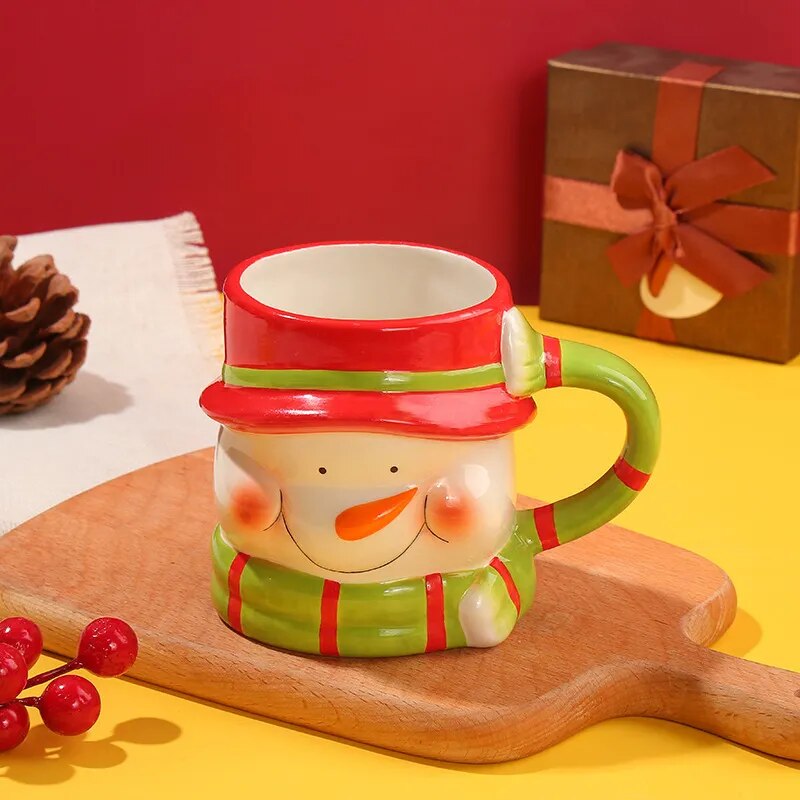 Santa Claus Coffee Mug with Lid Cute Ceramic Christmas Water Cup Fine Home Office Breakfast Oatmeal Milk Mug Cartoon Present New