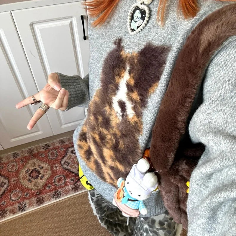 Dog Fuzzy Print Sweatshirt