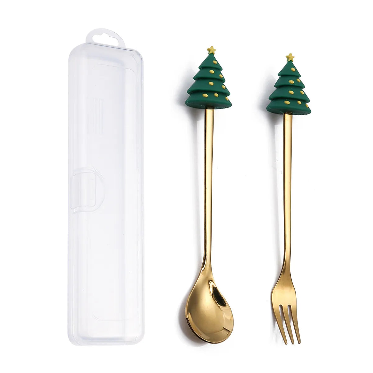 6/4/2PCS Christmas Gift Glod Spoon Fork Set Elk Christmas Tree Decoration Dessert Scoop Fruit Fork Coffee Spoon Cutlery Set