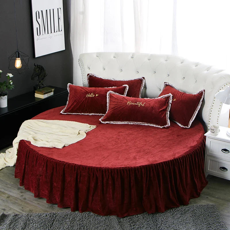 Coral velvet round bed simple color velvet round sheet diameter 200cm-220cm flannel sheet without pillowcase winter