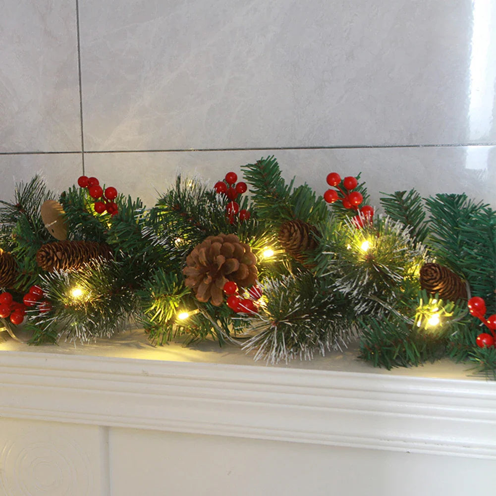 1.8/2.7M Christmas Decoration Rattan Christmas Garland Red Berrys Branches Stylish DIY Wreath Party Decoration Home Wall Door