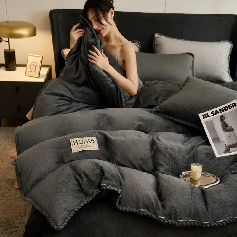 Solid Color Quilt Cover Soft Duvets Cover Warm Blanket Single/Double/Queen/King Size Comforter Cover (No Pillowcase)