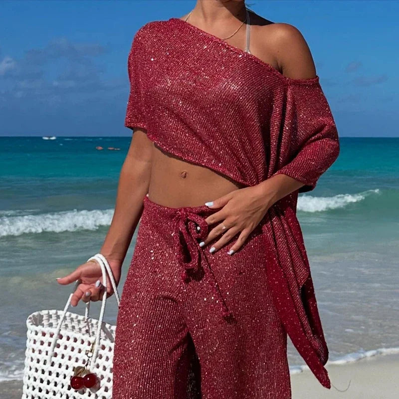 Knitted Poncho Cover-up Crop Top