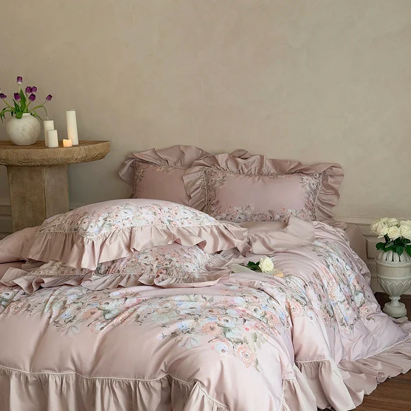 Floral Print Egyptian Cotton Bedding Sets Bed Linens Queen King Ru Size Underwear