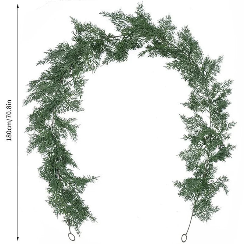 180CM Artificial Plants Christmas Garland Wreath Xmas Home Party Wedding Decoration Pine Tree Rattan Hanging Ornament For Kids