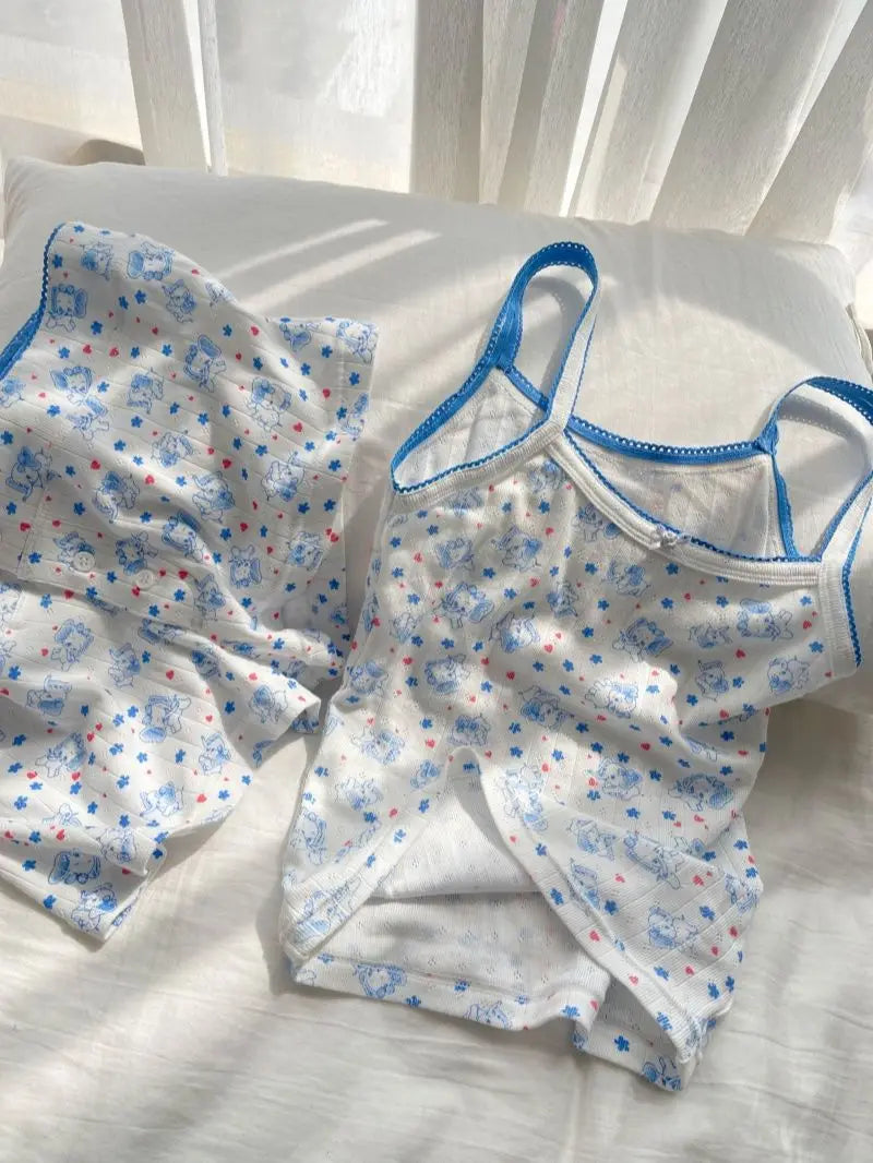 Printed Cami Top And Boxer Shorts Pj Set