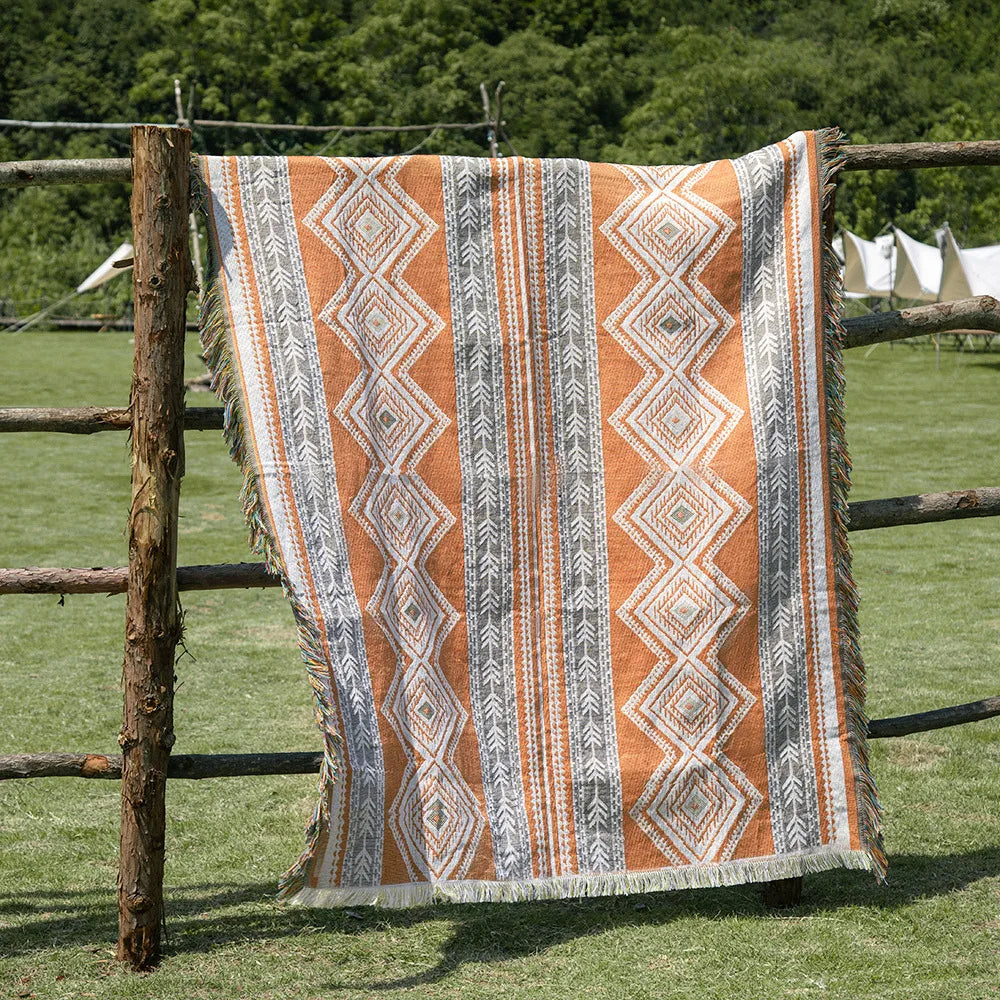 Retro Boho Cotton Linen Blanket Sofa Towel Knit Bohemian Bedspread Pad Mat Bohemian Throw Travel Bedspread Sofa Cover Blankets