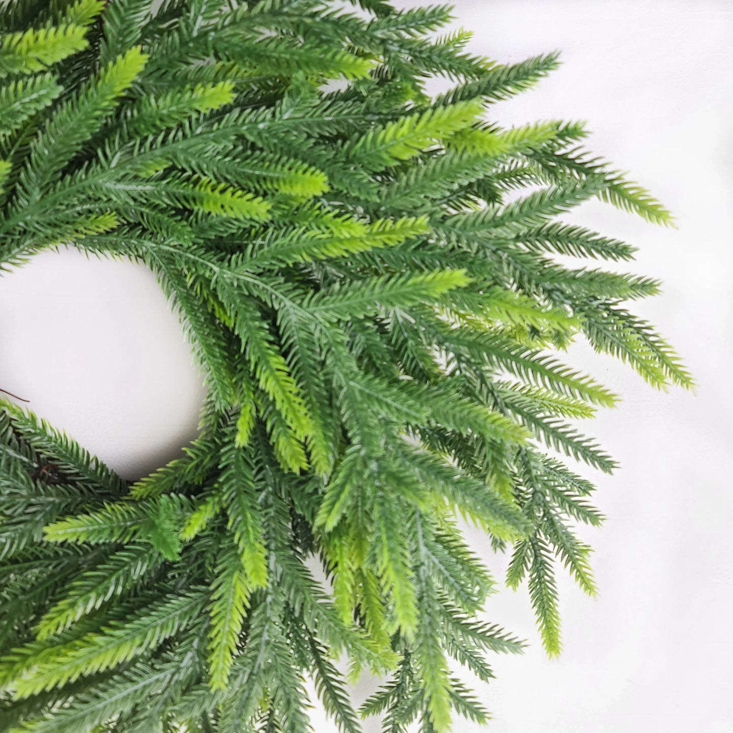 24" Real Touch Norfolk Pine Wreath for Front Door Artificial Christmas Wreath Green Faux Pine Wreath for Wall Windows Decor