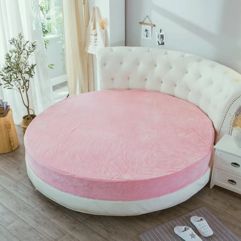 Coral velvet round bed simple color velvet round sheet diameter 200cm-220cm flannel sheet without pillowcase winter