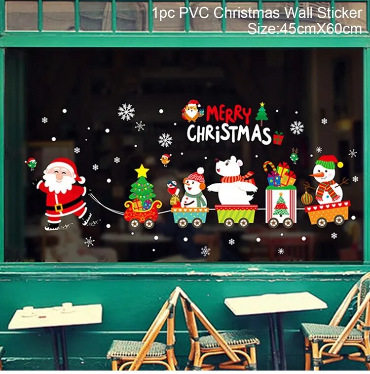 Christmas Window Stickers Merry Christmas Decorations For Home Christmas Wall Sticker Kids Room Wall Decals New Year Stickers