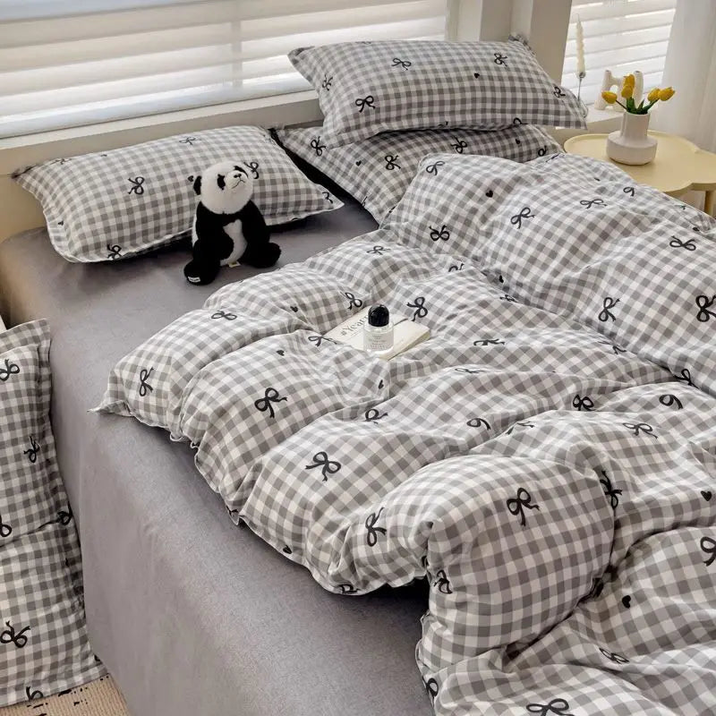 Japanese Style Bedding Set Flat Sheet Pillowcases Duvet Cover No Filler Single Full Size Spring Summer Hotel Bed Linens