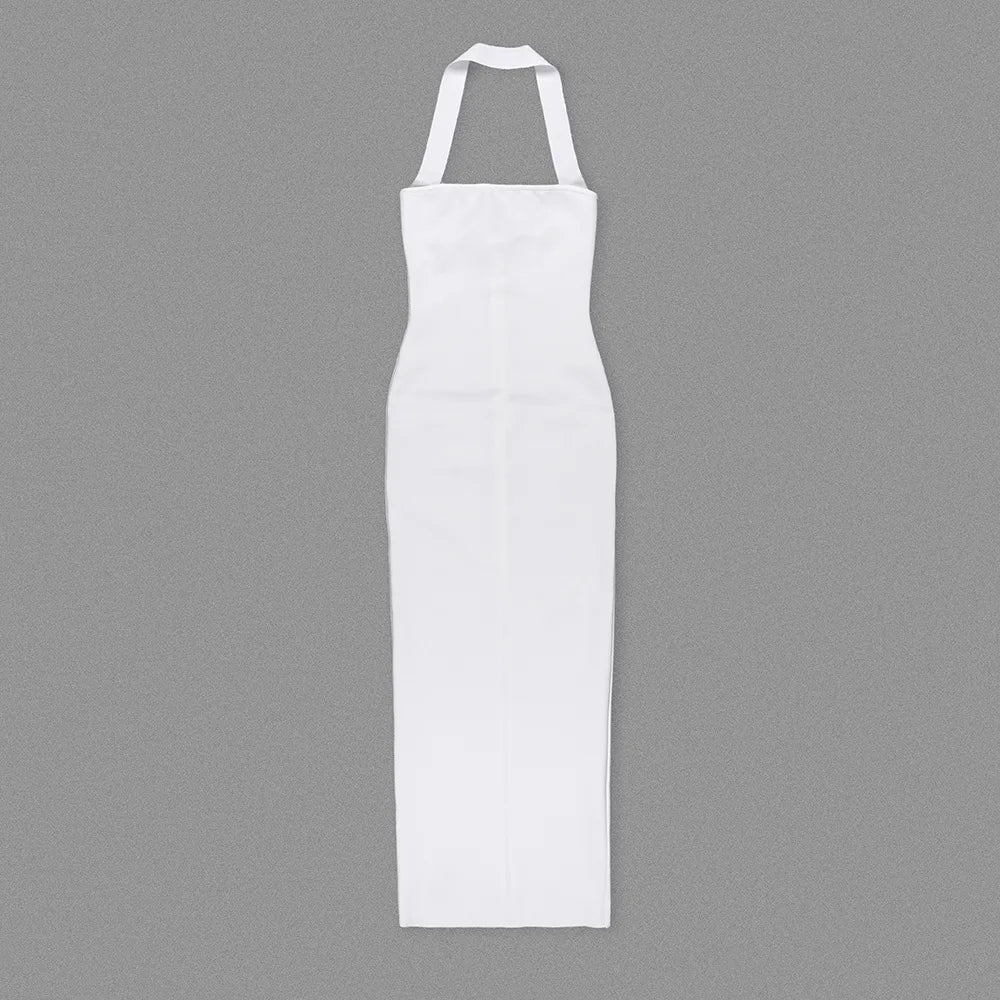 Bandage Halter Solid Maxi Dress