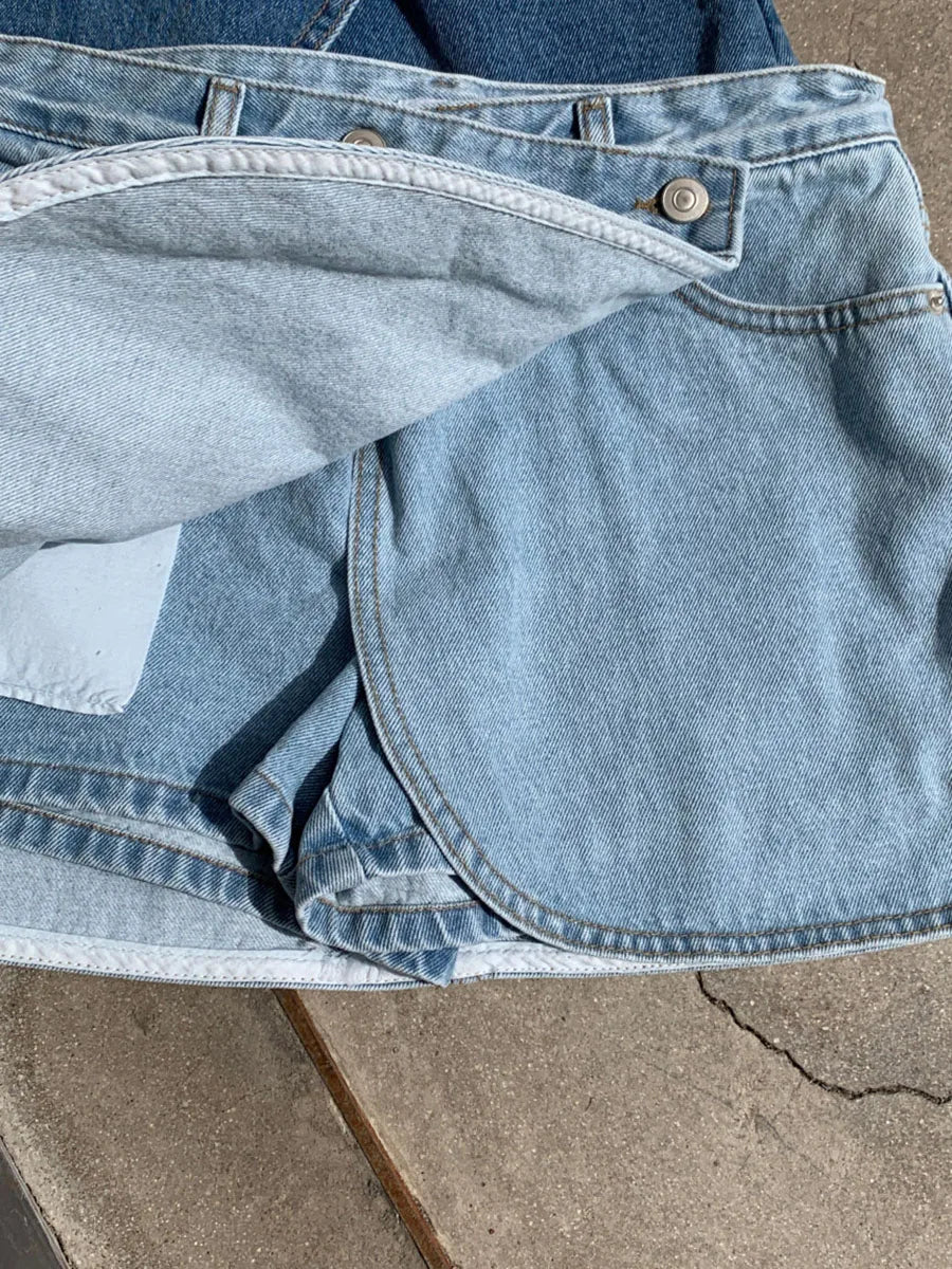 Denim Wrap Mini Skirt