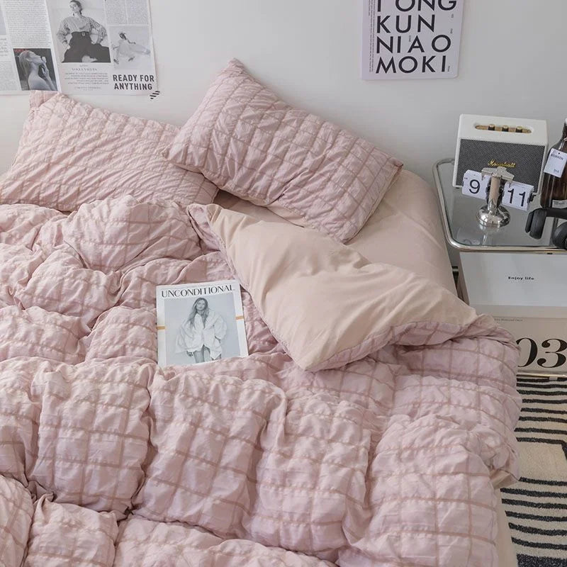 INS Princess Style Bedding Sets Ruffle Lace Bow Quilt Cover Romantic Bedclothes Decor Woman Girls Bedroom Duvet Cover 4pcs