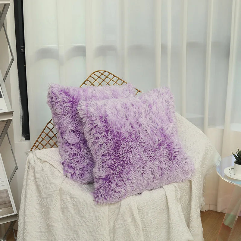 Luxury Faux Fur Throw Pillow Cover Super Soft Cushion Case for Sofa Bed Living Room Fluffy Cushion Cover 45x45 CM Home Decro