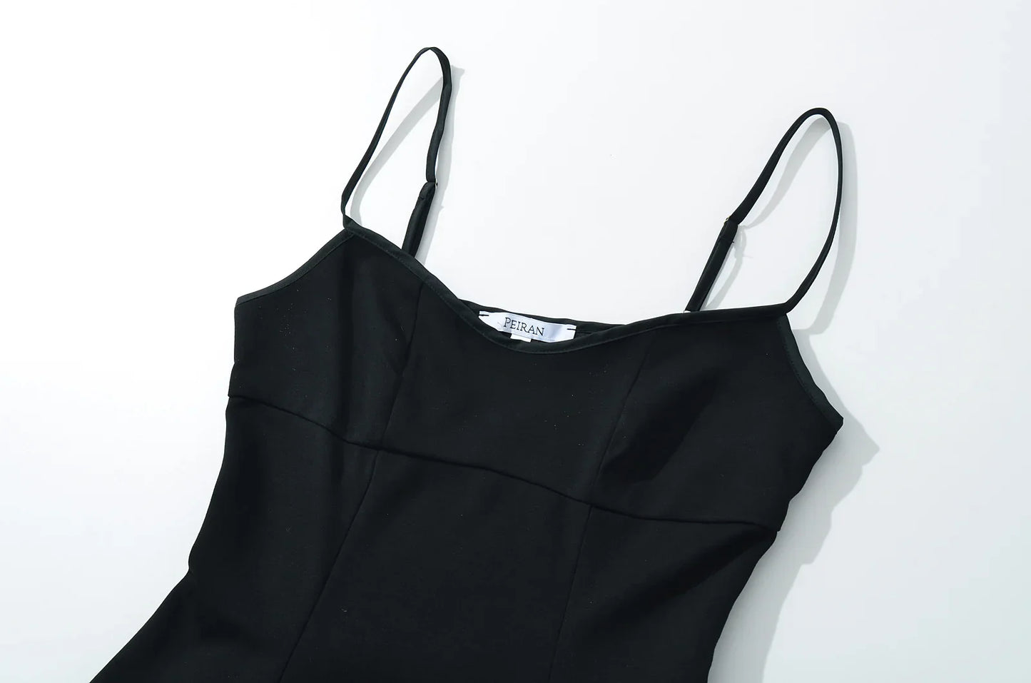 Black Frill Pleated Patchwork Cami Mini Dress