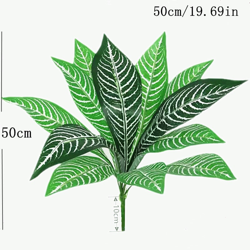 35CM 3 Fork Artificial Desktop Fake Plants Green Plastic Palm Tree Bunch Flower Material Office Living Room Christmas Home Decor
