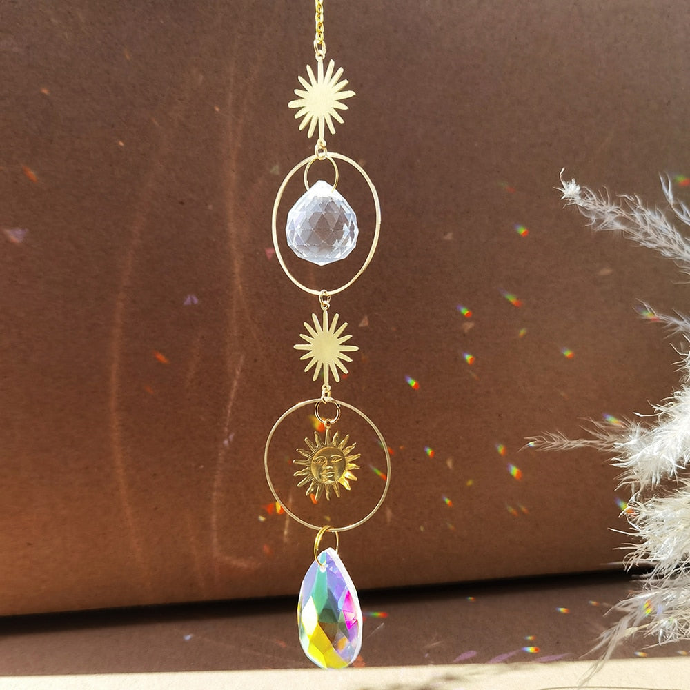 Sun Catcher Crystal Light Catcher Moon Suncatcher Hanging Rainbow Prism Crystal Window Sun Catchers Garden Decoration Christmas
