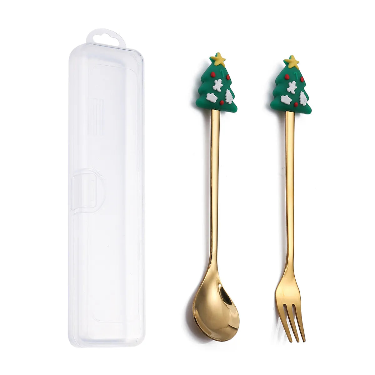 6/4/2PCS Christmas Gift Glod Spoon Fork Set Elk Christmas Tree Decoration Dessert Scoop Fruit Fork Coffee Spoon Cutlery Set