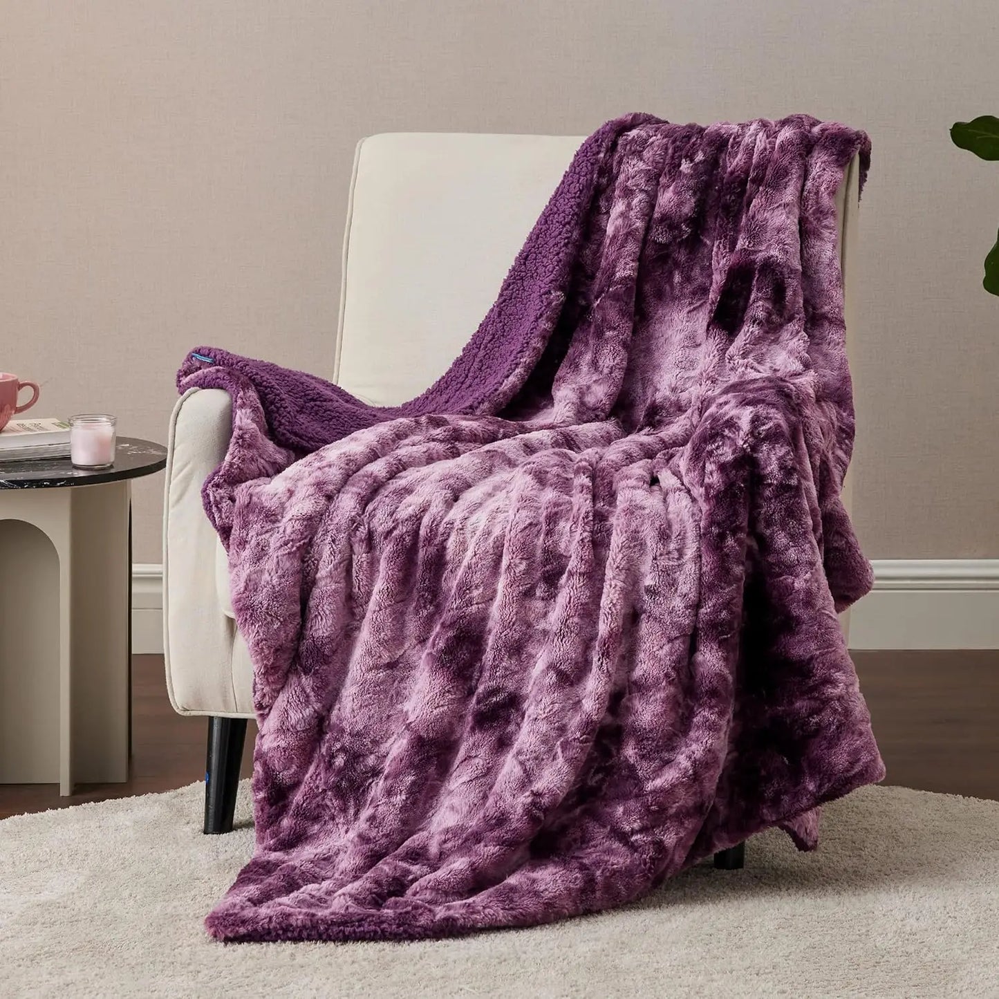 Fuzzy Blanket for Couch - Soft and Warm Sherpa, Cozy and Furry Faux Fur, Reversible Throw Blankets for Sofa and Bed