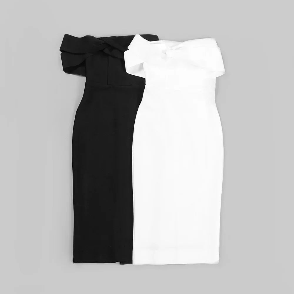 Strapless Bandage Off-shoulder Midi Dress