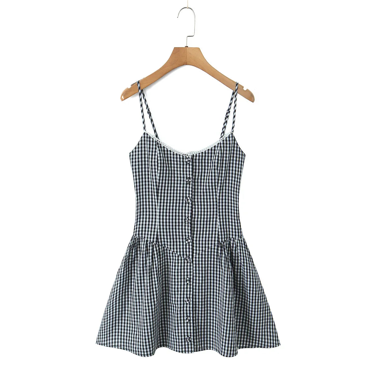 Gingham Plaid Strap Mini Dress