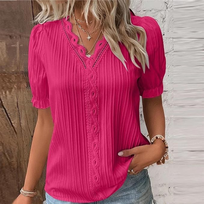 Classy Lace V-Neck Long Sleeve Blouse