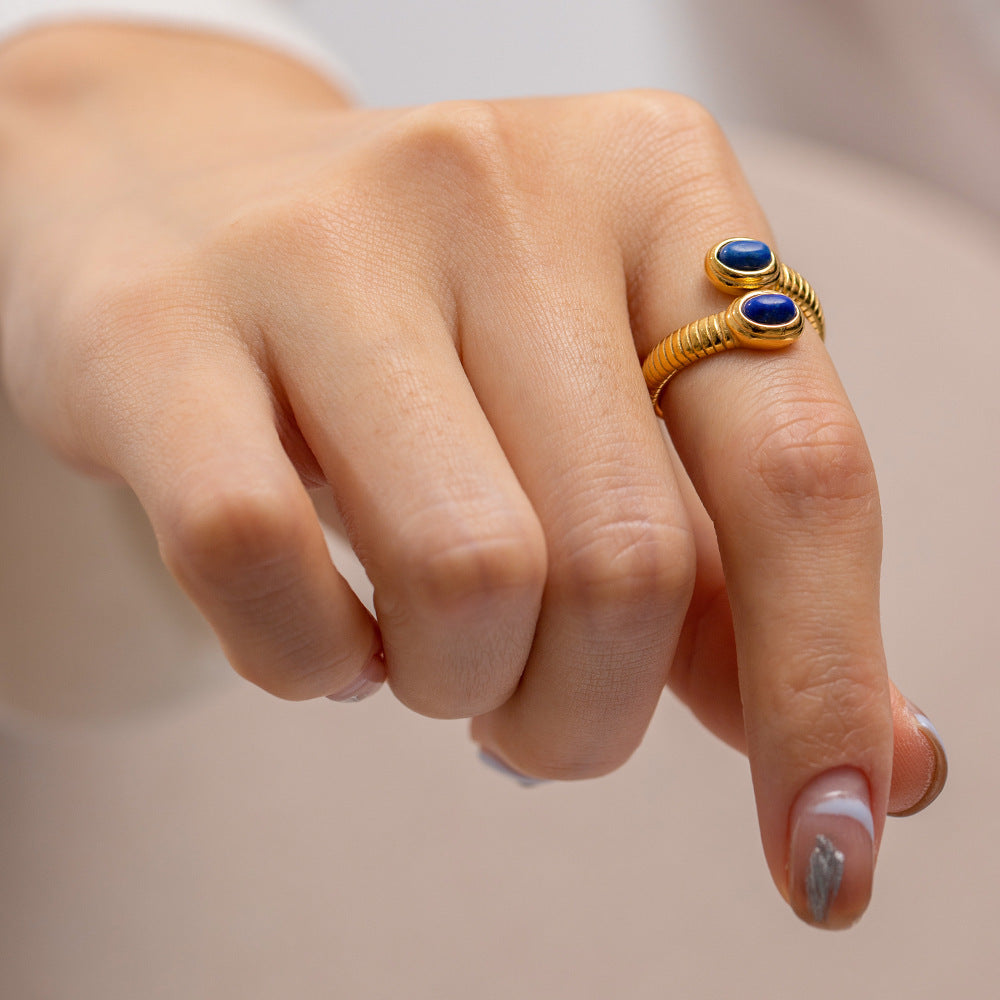 Women's Fashion Lapis Serpentine Ring