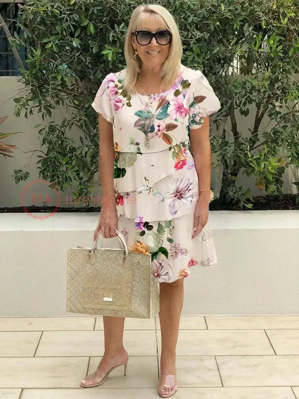 Cascading Floral Midi Dress