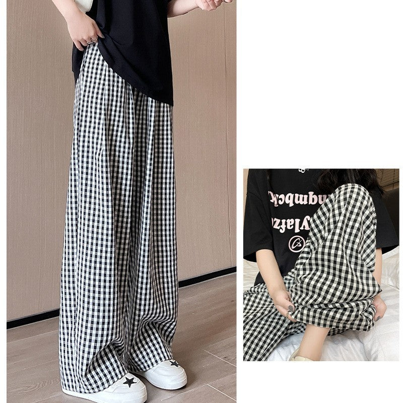 Slimming Lazy Gingham Plaid Long Pants