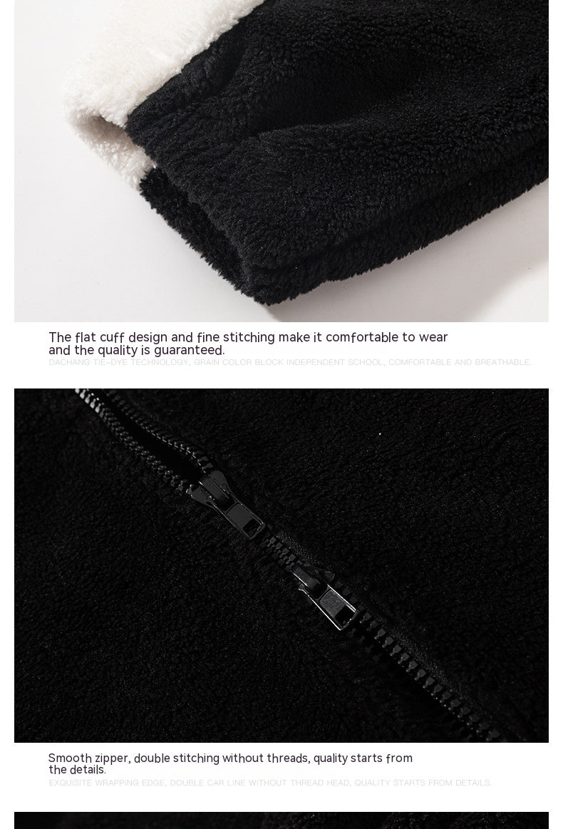 Fashion Retro Lambs Wool Turtle Neck Jacket
