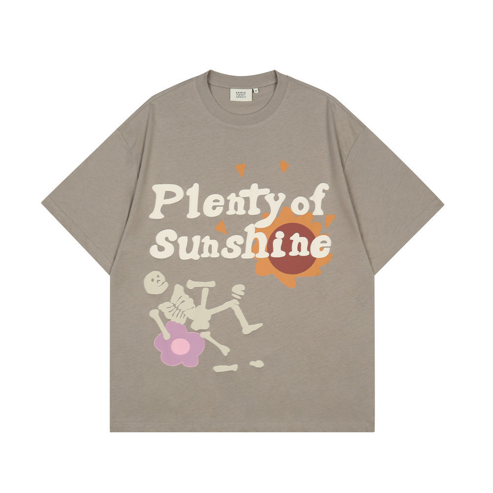 Men's Summer Street Hip Hop Letters Skull Print T-Shirt Short Sleeve