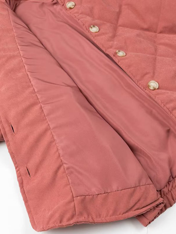Diamond Lattice Quilted Stand Collar Cotton Jacket