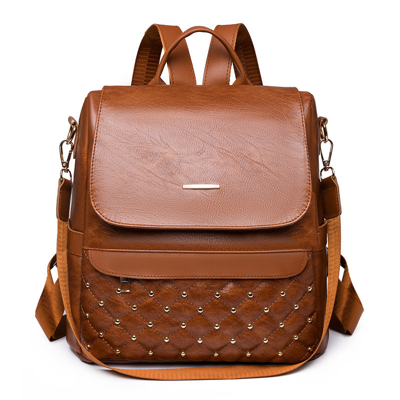 Stylish Embroidered Thread Riveted Backpack