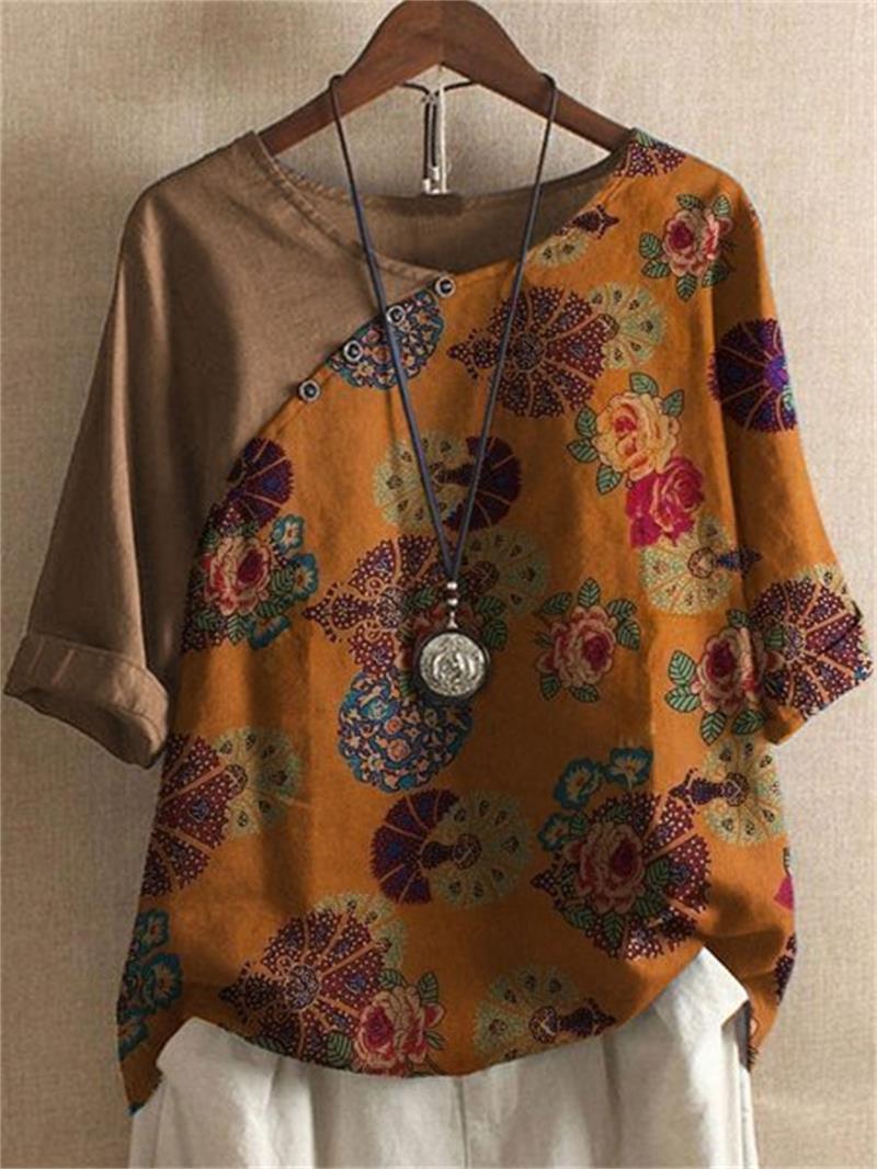 Short Sleeve Button Down Floral Blouse
