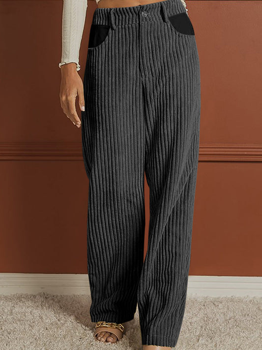 Ribbed Longline Loose Pocketed Pants