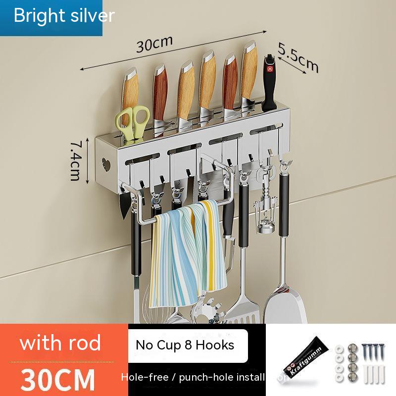 Kitchen Stainless Steel Knife Holder Punch-free Chopstick Canister Storage Hook Rack