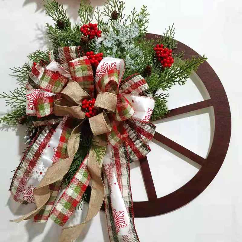 Christmas Decoration Door Hanging Wooden Roulette Wheel Wheel Garland