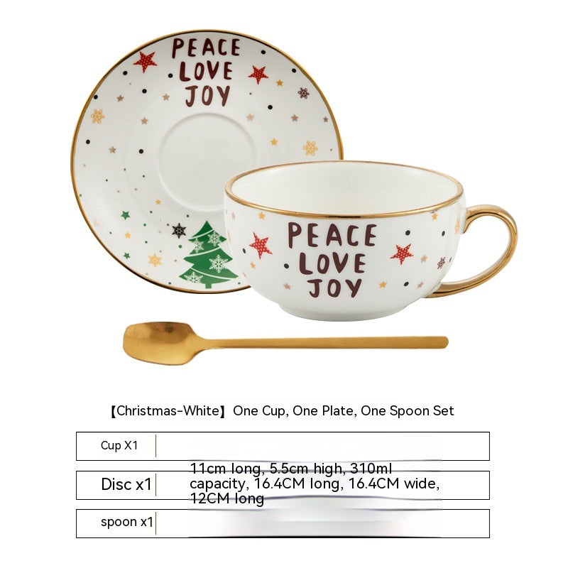 Ins Christmas Ceramic Tea Cup Dish Set