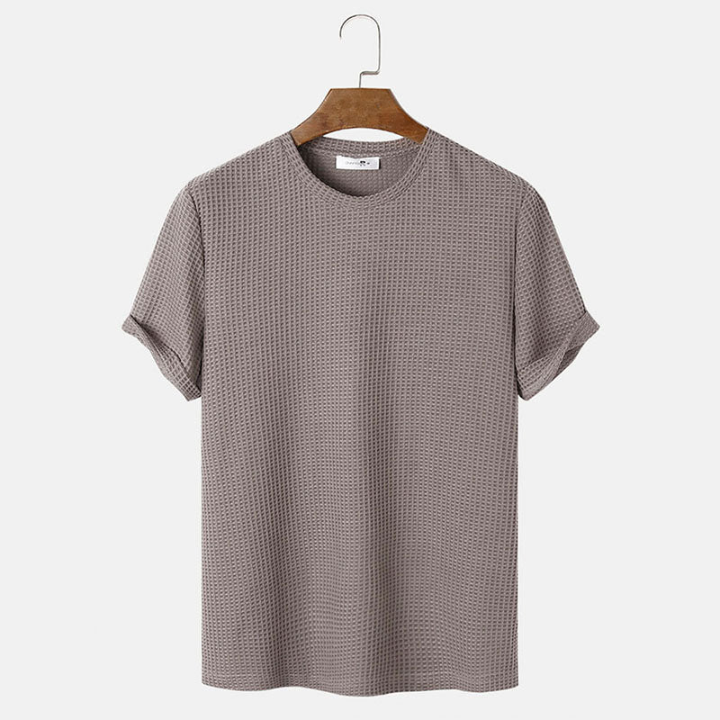 Men Summer Solid Color Round Neck Basic T-Shirts