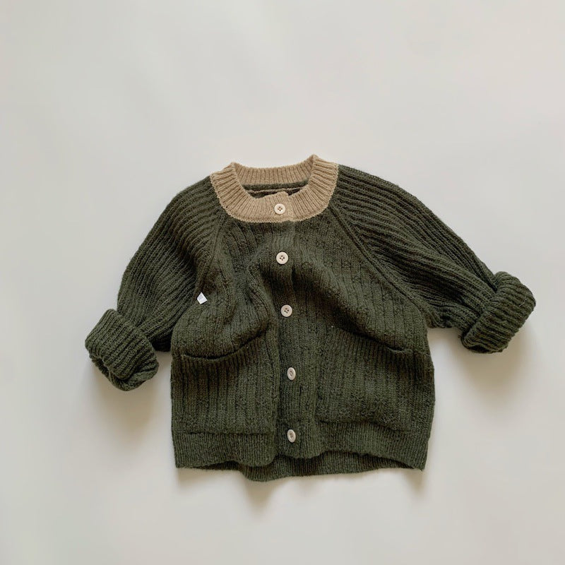 Children's Contrast Mohair Sweater Coat