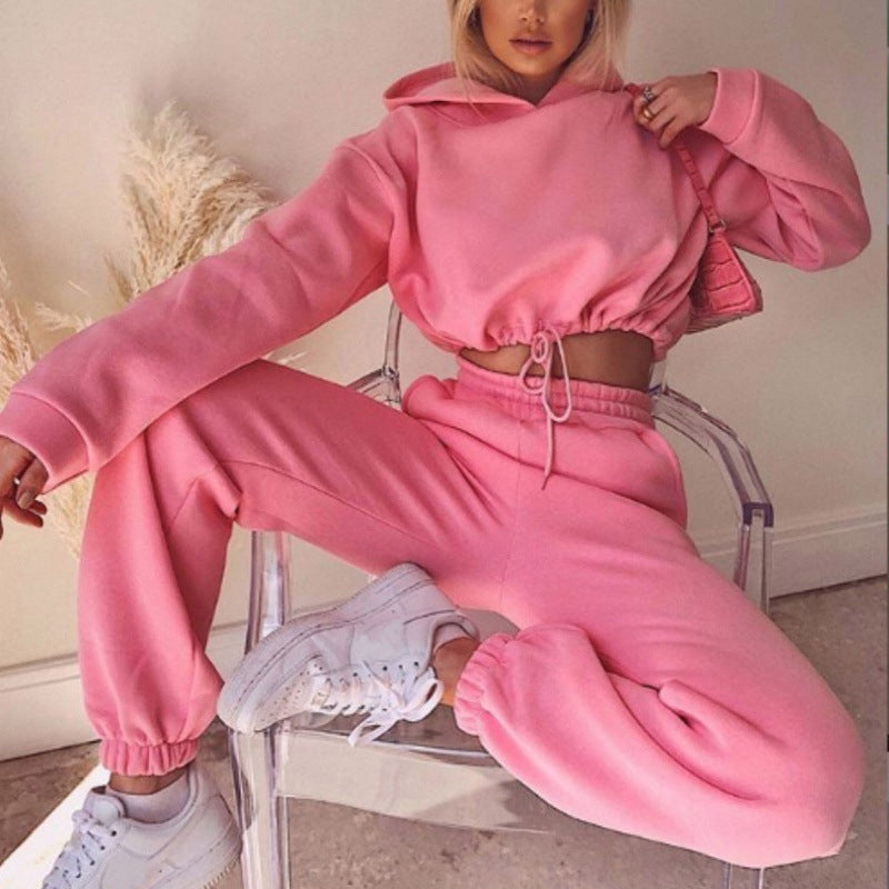 Women's Fashion Long-Sleeved Sweater Pants Casual Two-Piece Set