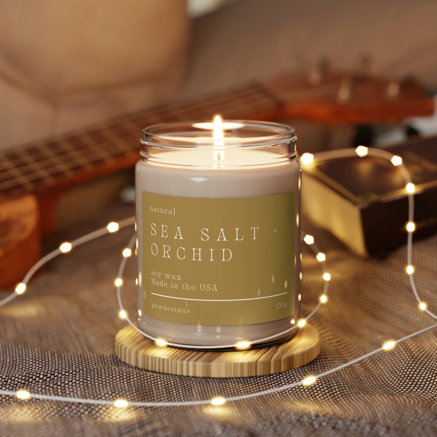 Scented Soy Candle, Clean Cotton, Sea Salt + Orchid, White Sage + Lavender, Candle Gifts 9oz