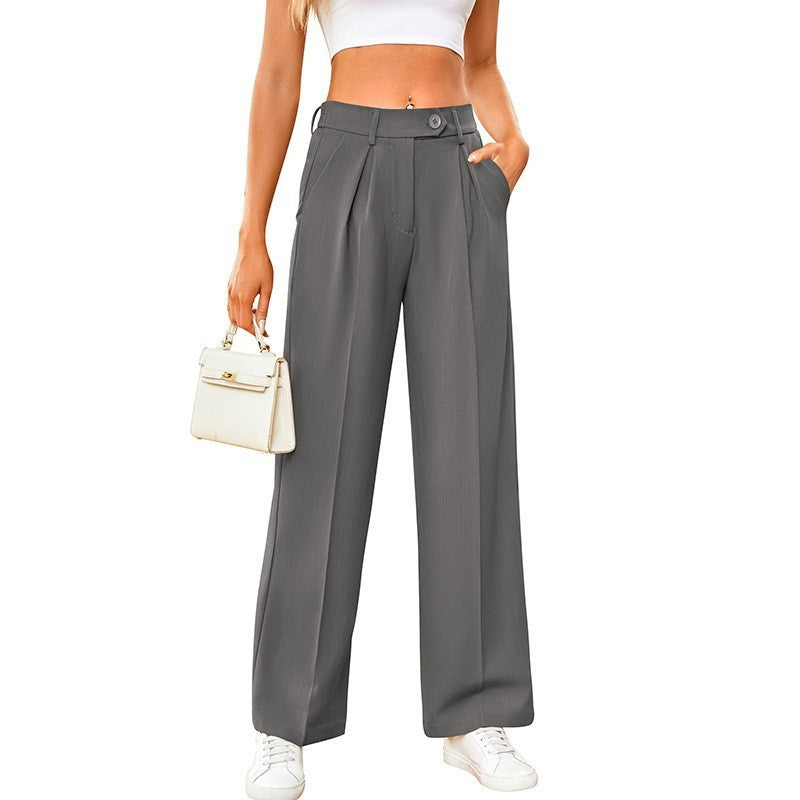 Women's Casual Loose Wide Leg Straight Suit Pants