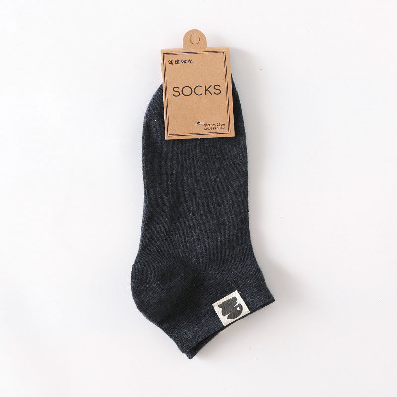 Retro Solid Color Low Waist Shallow Mouth Socks