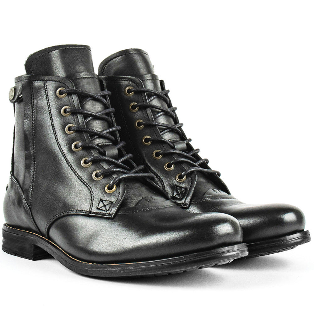 Men Retro Lace-up Martin Boot Round Toe Low Heel Shoes