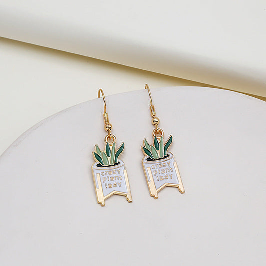 Women's Fashion Cartoon Potted Greenery Earrings