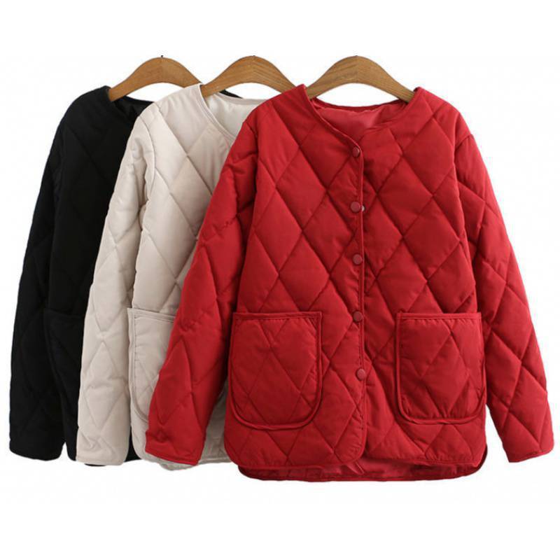 Prismatic Quilted Large Pocket Solid Color Small All-match Jacket